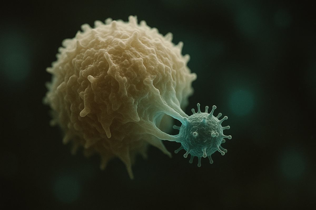 Limfocit atacant un virus