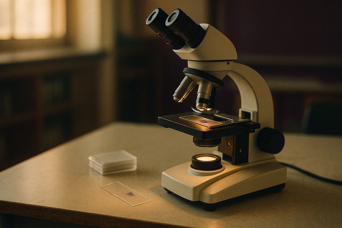 Microscopi optic amb una preparacio sobre la platina
