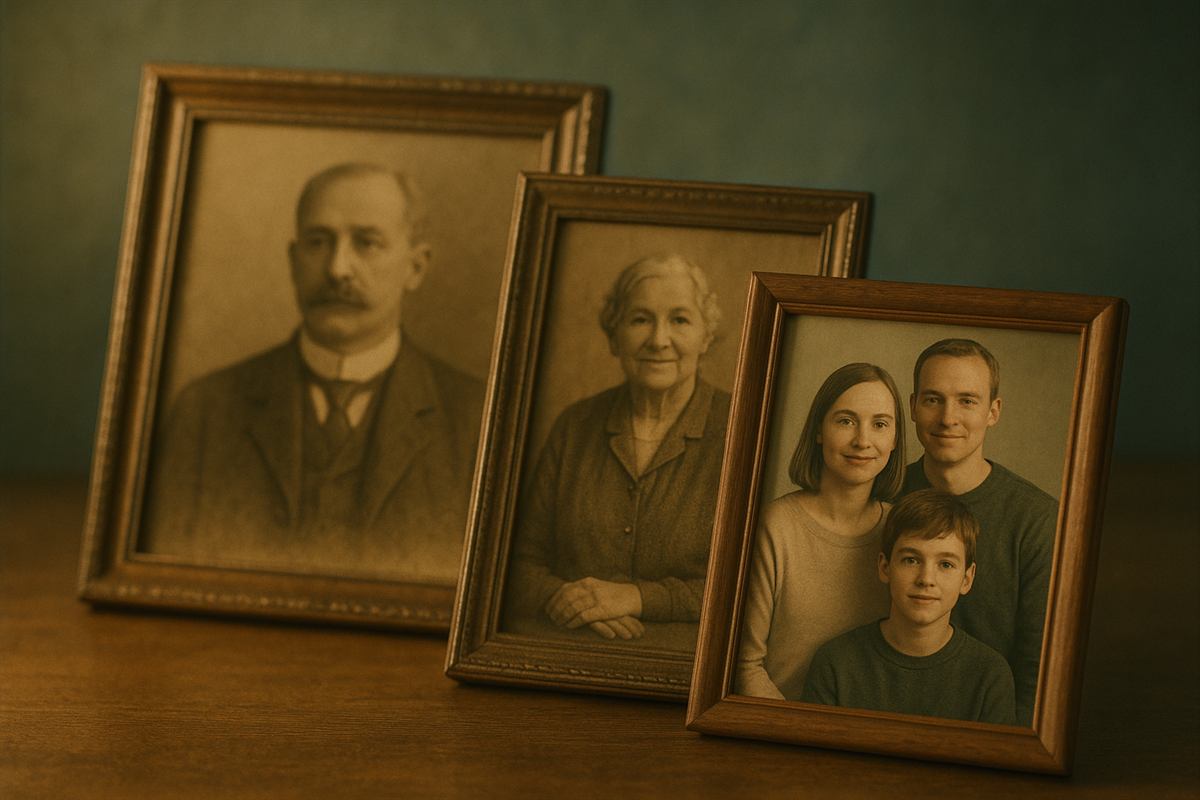 Tres retrats familiars de generacions diferents
